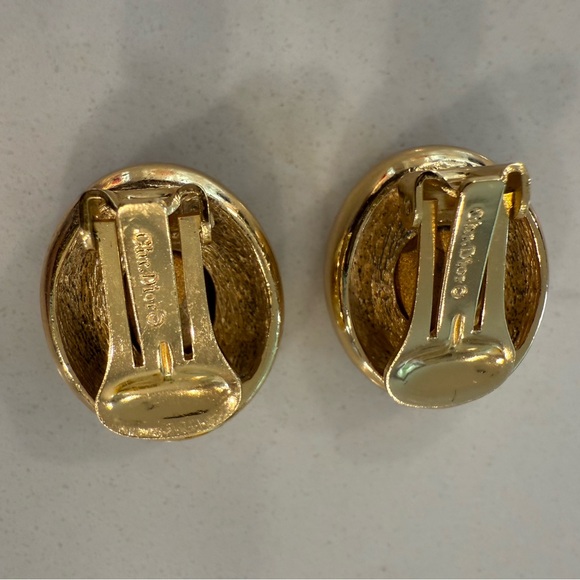 CHRISTIAN DIOR Purple Crystals Clip Earrings, Vintage Jewelry.